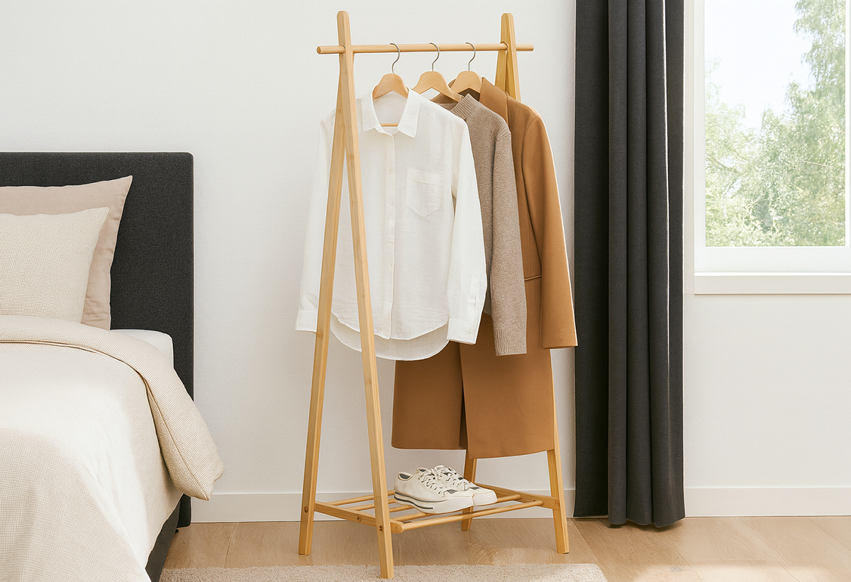 Απεικονίζεται η ντουλάπα σε ένα υπνοδωμάτιο.